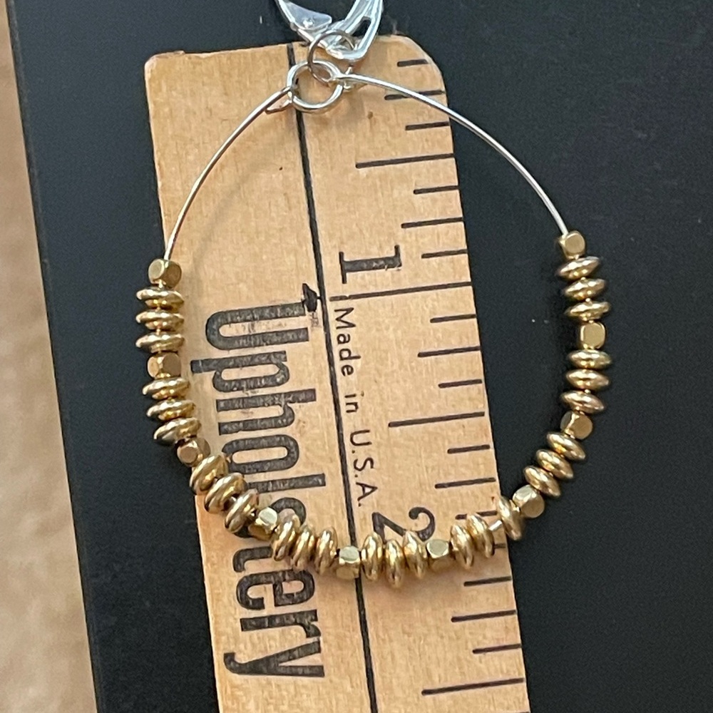 Elegant Gold Beaded Hoop Earrings - Picture 2 of 5